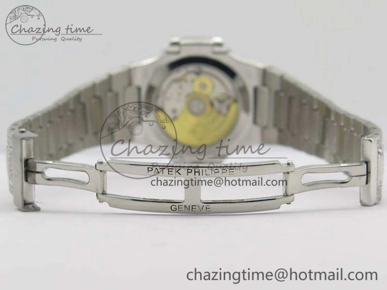 Nautilus Jumbo Ladies 7021 SS Full Paved Diamonds On Diamonds Plated SS Bracelet MIYOTA 9015