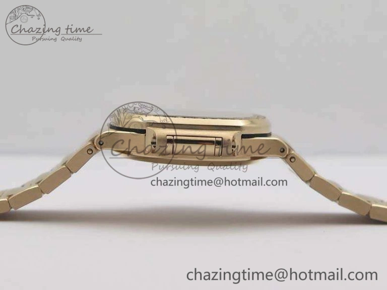 Nautilus Jumbo Ladies 7118 RG PF 1:1 Best Edition Gold Dial Diam Bezel On RG Bracelet A324 Clone