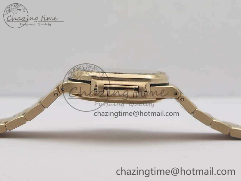 Nautilus Jumbo Ladies 7118 RG PF 1:1 Best Edition Gold Dial Diam Bezel On RG Bracelet A324 Clone