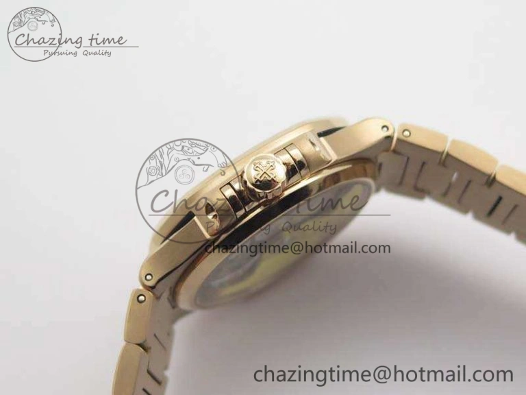 Nautilus Jumbo Ladies 7118 RG PF 1:1 Best Edition Gold Textured Dial On RG Bracelet A324 Clone