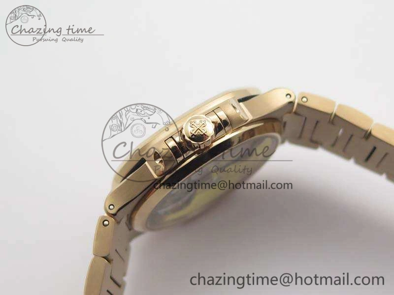 Nautilus Jumbo Ladies 7118 RG PF 1:1 Best Edition Gold Textured Dial On RG Bracelet A324 Clone