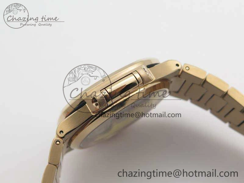 Nautilus Jumbo Ladies 7118 RG PF 1:1 Best Edition Gold Textured Dial On RG Bracelet A324 Clone
