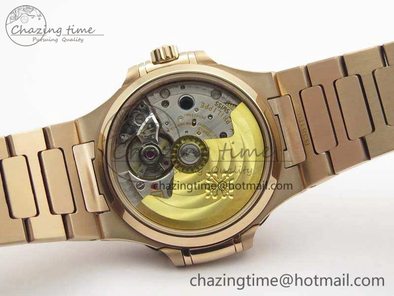 Nautilus Jumbo Ladies 7118 RG PF 1:1 Best Edition Gold Textured Dial On RG Bracelet A324 Clone