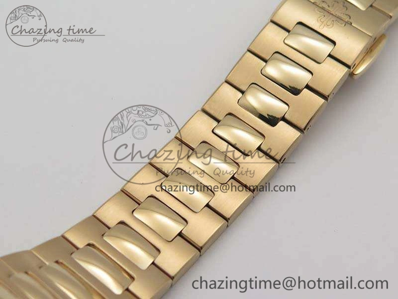 Nautilus Jumbo Ladies 7118 RG PF 1:1 Best Edition Gold Textured Dial On RG Bracelet A324 Clone