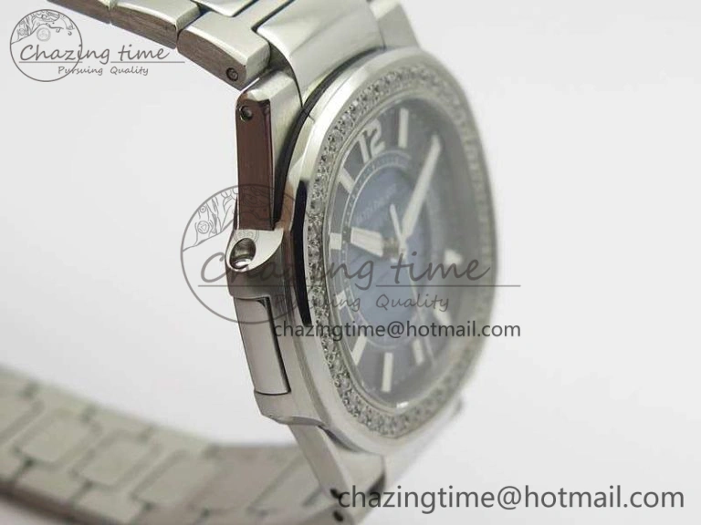 Nautilus Ladies 7011 SS JJF 1:1 Best Edition Diamond Bezel Blue Dial On SS Bracelet ETA Quartz