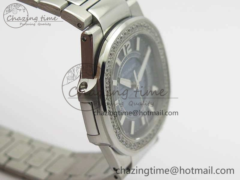 Nautilus Ladies 7011 SS JJF 1:1 Best Edition Diamond Bezel Blue Dial On SS Bracelet ETA Quartz