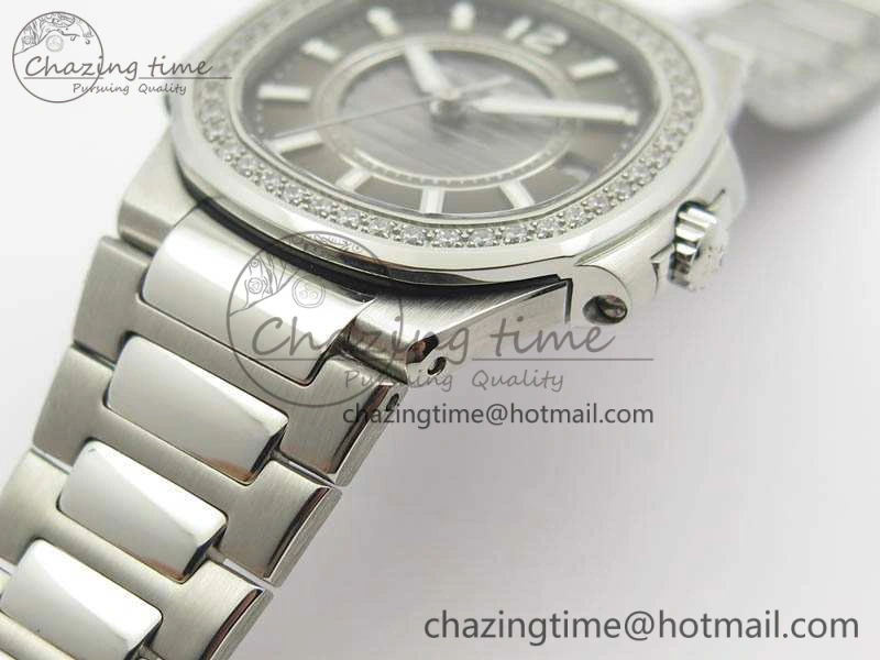 Nautilus Ladies 7011 SS JJF 1:1 Best Edition Diamond Bezel Gray Dial On SS Bracelet ETA Quartz