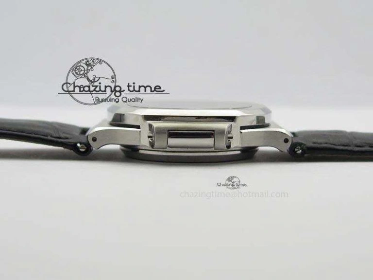 Nautilus Moonphase SS Gray Dial On Black Leather Strap MIYOTA 9015 PP324CS