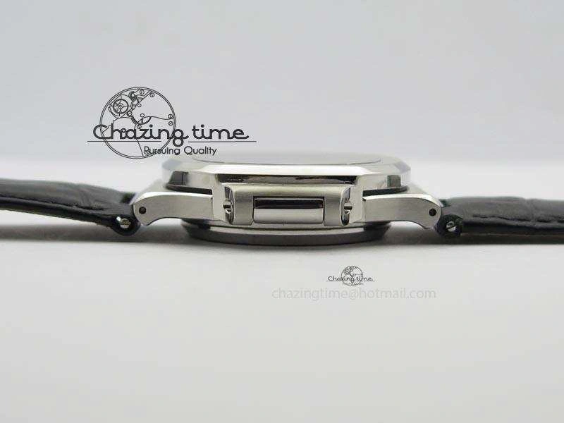 Nautilus Moonphase SS Gray Dial On Black Leather Strap MIYOTA 9015 PP324CS