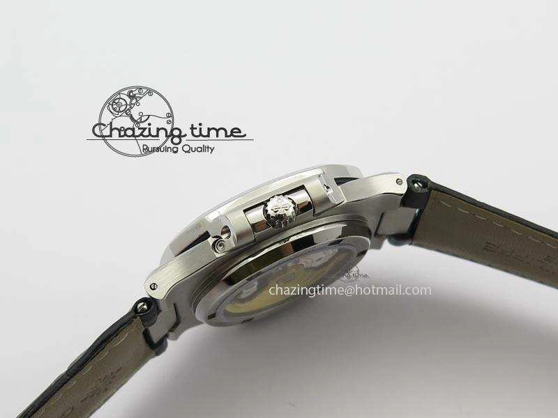 Nautilus Moonphase SS Gray Dial On Black Leather Strap MIYOTA 9015 PP324CS