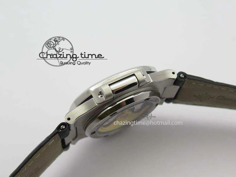 Nautilus Moonphase SS Gray Dial On Black Leather Strap MIYOTA 9015 PP324CS