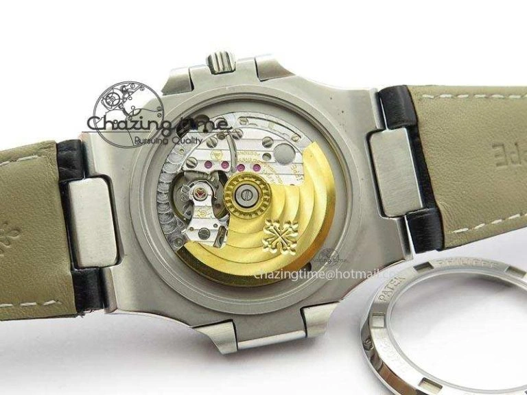 Nautilus Moonphase SS Gray Dial On Black Leather Strap MIYOTA 9015 PP324CS