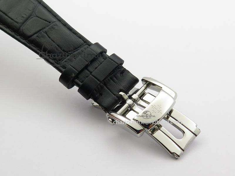 Nautilus Moonphase SS Gray Dial On Black Leather Strap MIYOTA 9015 PP324CS