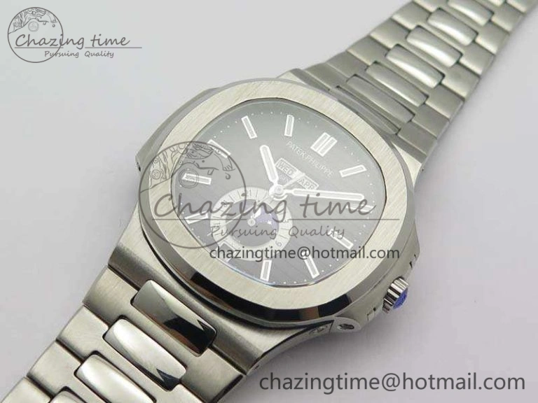 Nautilus Moonphase SS KMF Black Dial On SS Bracelet Calendar Movement V2