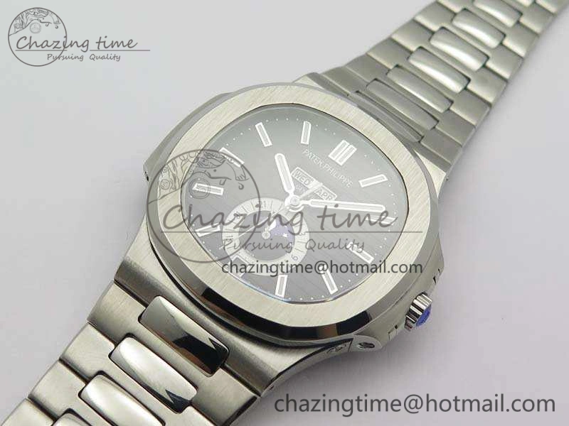 Nautilus Moonphase SS KMF Black Dial On SS Bracelet Calendar Movement V2