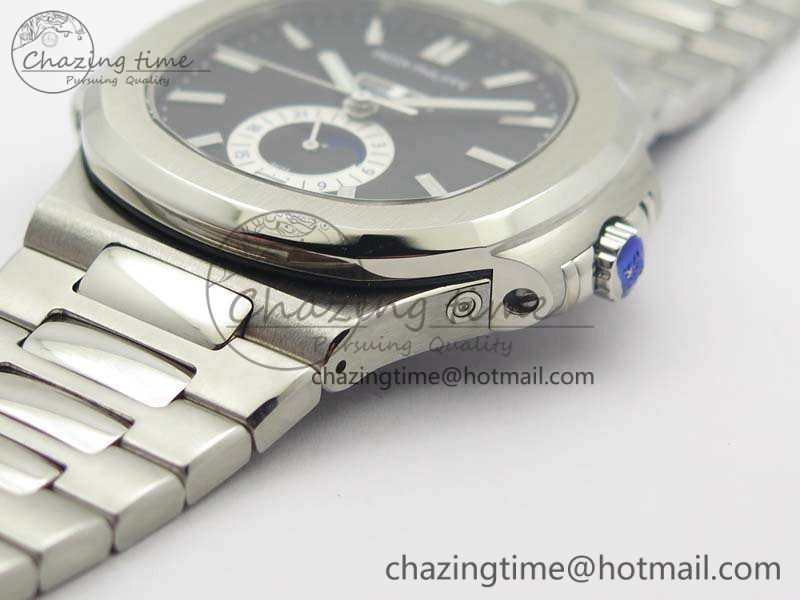 Nautilus Moonphase SS KMF Black Dial On SS Bracelet Calendar Movement V2