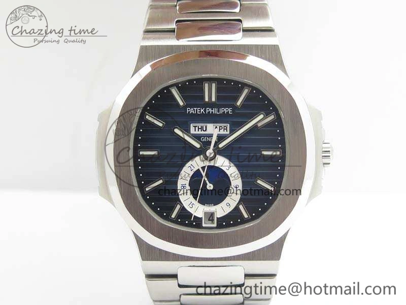 Nautilus Moonphase SS KMF Blue Dial On SS Bracelet Calendar Movement V2