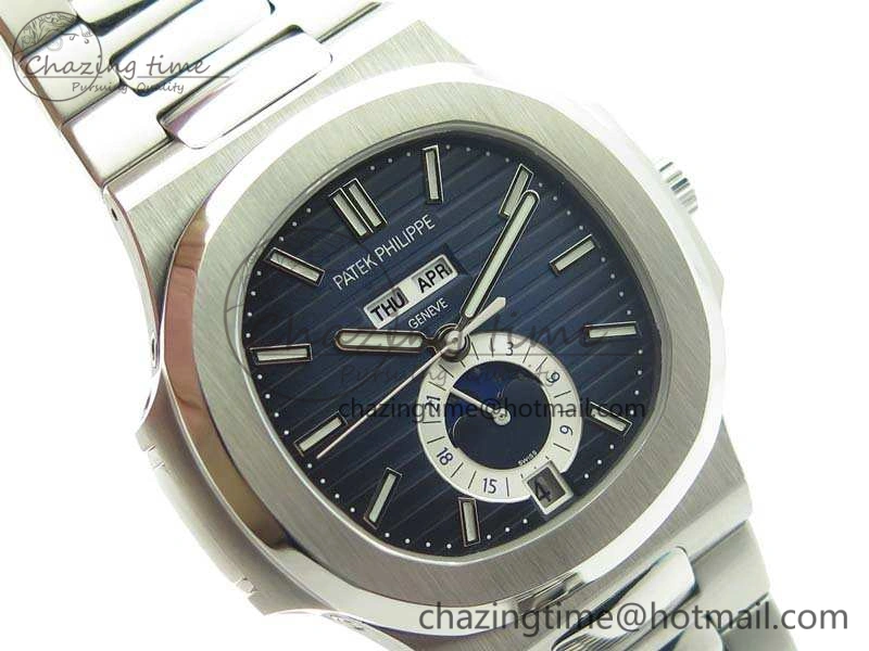 Nautilus Moonphase SS KMF Blue Dial On SS Bracelet Calendar Movement V2