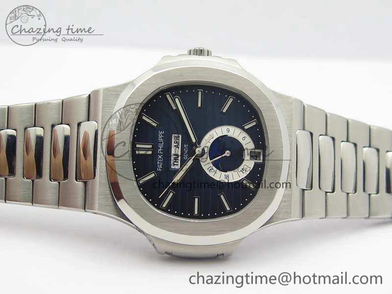Nautilus Moonphase SS KMF Blue Dial On SS Bracelet Calendar Movement V2
