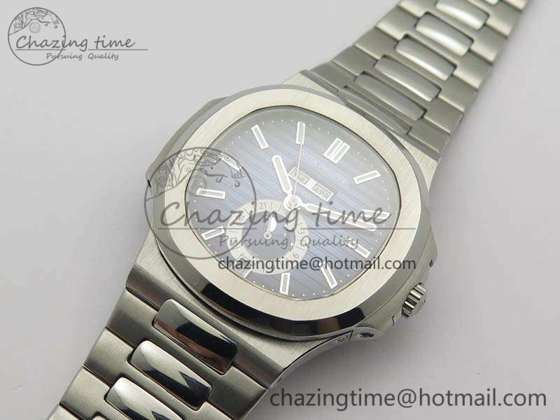 Nautilus Moonphase SS KMF Blue Dial On SS Bracelet Calendar Movement V2