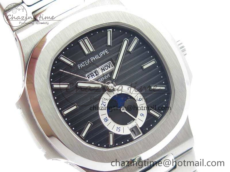 Nautilus Moonphase SS KMF Gray Dial On SS Bracelet Calendar Movement V2
