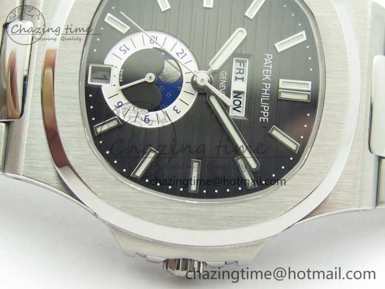 Nautilus Moonphase SS KMF Gray Dial On SS Bracelet Calendar Movement V2
