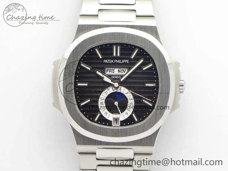Nautilus Moonphase SS KMF Gray Dial On SS Bracelet Calendar Movement V2