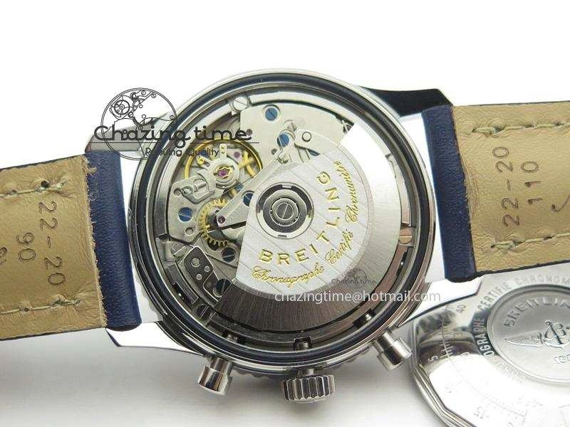 Navitimer 01 BP Maker 1:1 SS Blue Dial Numeral Markers On Blue Leather Strap A7750