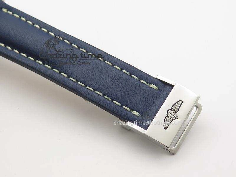 Navitimer 01 BP Maker 1:1 SS Blue Dial Numeral Markers On Blue Leather Strap A7750
