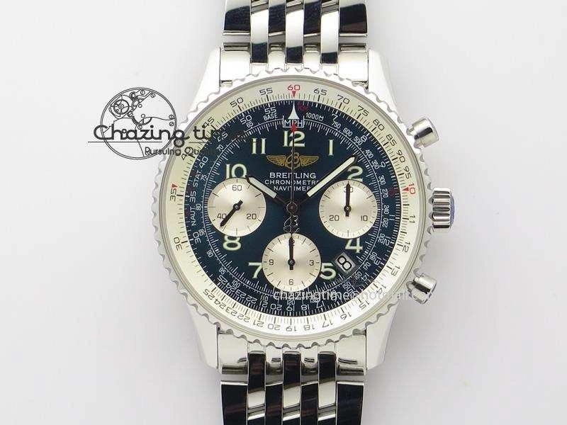 Navitimer 01 BP Maker 1:1 SS Blue Dial Numeral Markers On SS Bracelet A7750