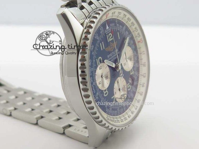Navitimer 01 BP Maker 1:1 SS Blue Dial Numeral Markers On SS Bracelet A7750