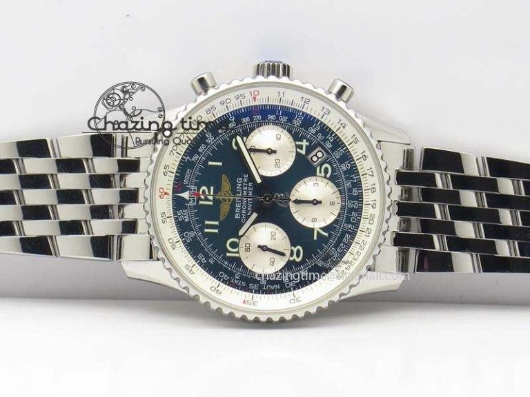 Navitimer 01 BP Maker 1:1 SS Blue Dial Numeral Markers On SS Bracelet A7750