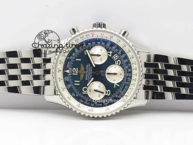 Navitimer 01 BP Maker 1:1 SS Blue Dial Numeral Markers On SS Bracelet A7750