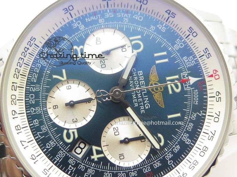 Navitimer 01 BP Maker 1:1 SS Blue Dial Numeral Markers On SS Bracelet A7750