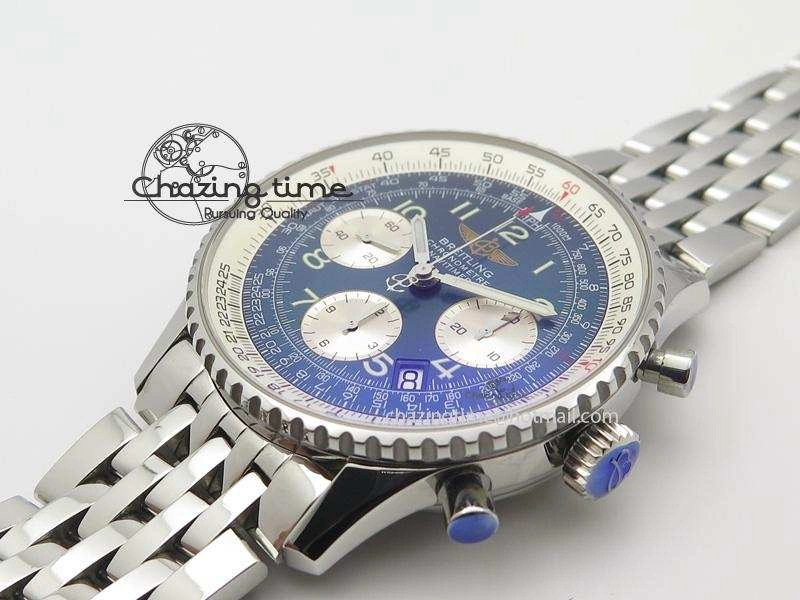 Navitimer 01 BP Maker 1:1 SS Blue Dial Numeral Markers On SS Bracelet A7750
