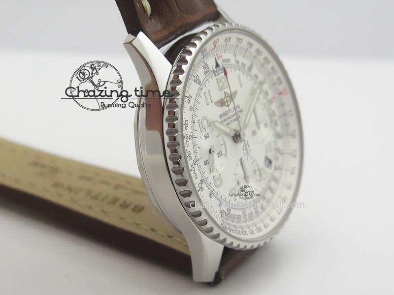 Navitimer 01 BP Maker 1:1 SS White Dial Numeral Markers On Brown Leather Strap A7750