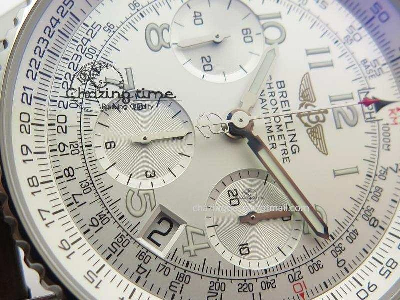 Navitimer 01 BP Maker 1:1 SS White Dial Numeral Markers On Brown Leather Strap A7750