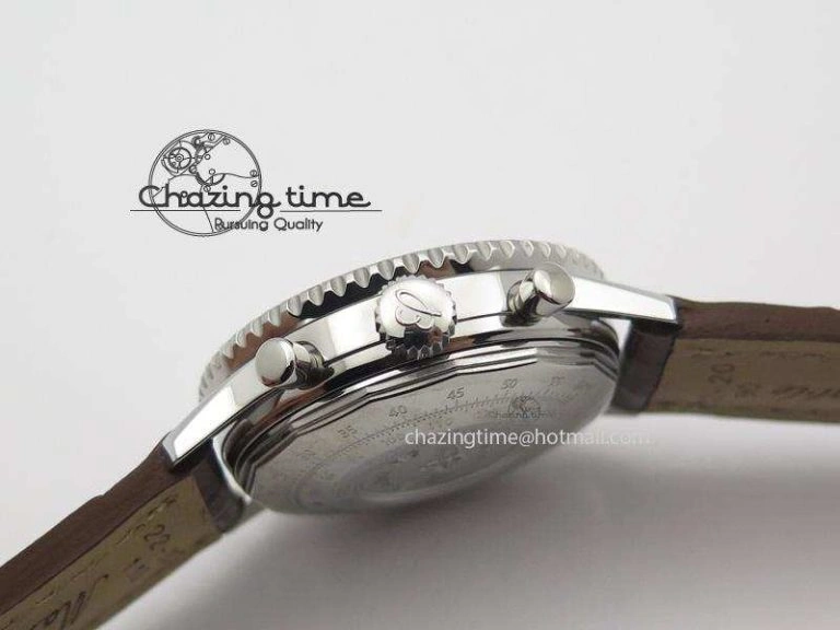 Navitimer 01 BP Maker 1:1 SS White Dial Numeral Markers On Brown Leather Strap A7750