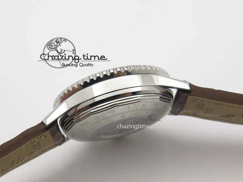 Navitimer 01 BP Maker 1:1 SS White Dial Numeral Markers On Brown Leather Strap A7750