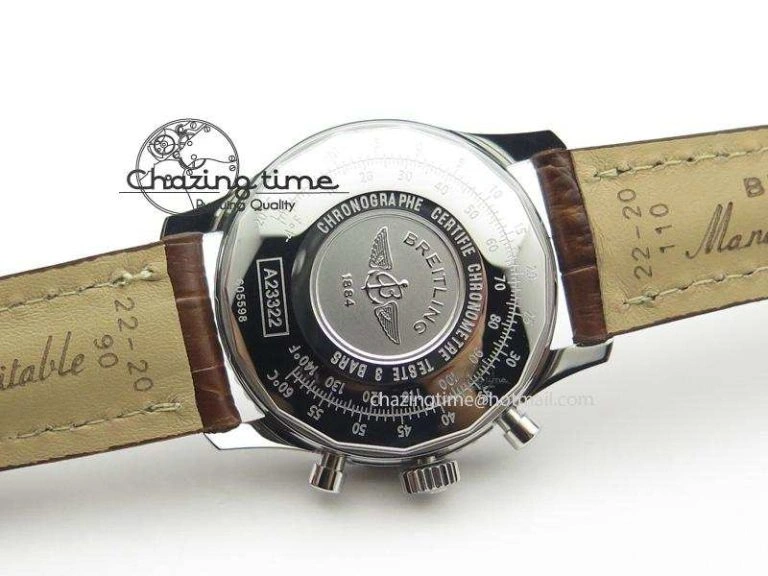 Navitimer 01 BP Maker 1:1 SS White Dial Numeral Markers On Brown Leather Strap A7750