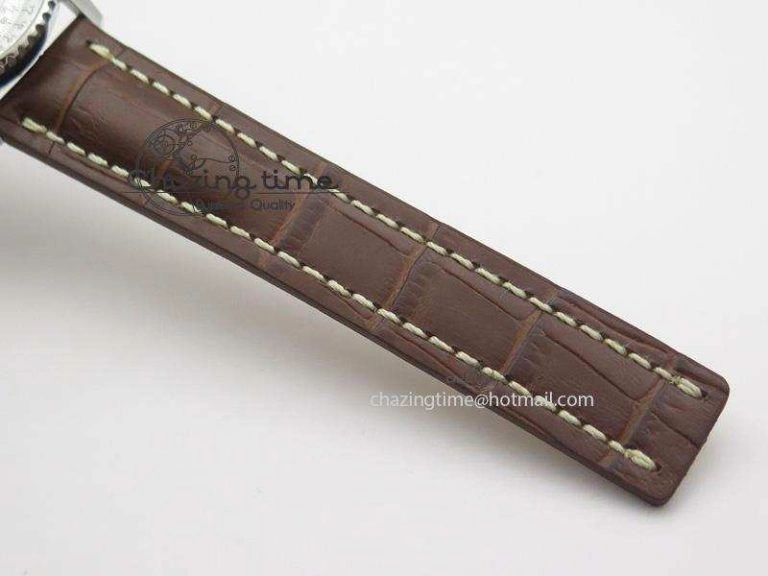 Navitimer 01 BP Maker 1:1 SS White Dial Numeral Markers On Brown Leather Strap A7750