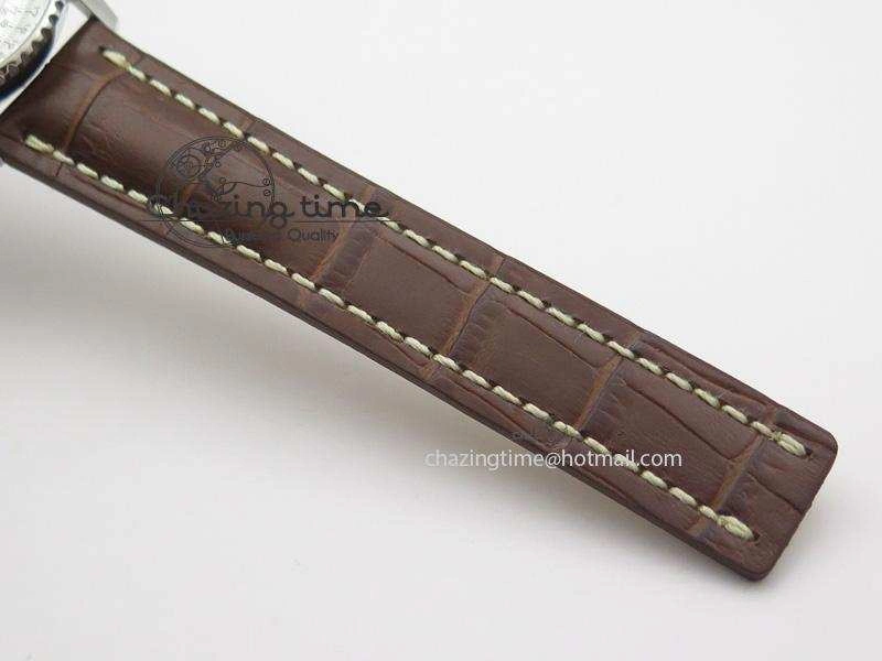 Navitimer 01 BP Maker 1:1 SS White Dial Numeral Markers On Brown Leather Strap A7750