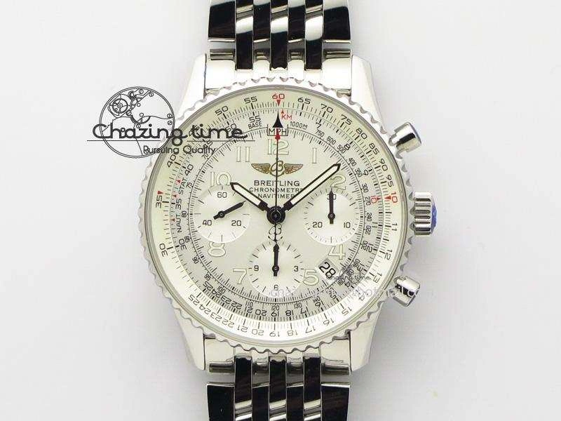 Navitimer 01 BP Maker 1:1 SS White Dial Numeral Markers On SS Bracelet A7750