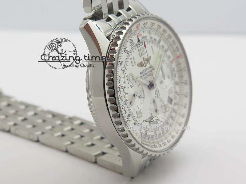 Navitimer 01 BP Maker 1:1 SS White Dial Numeral Markers On SS Bracelet A7750