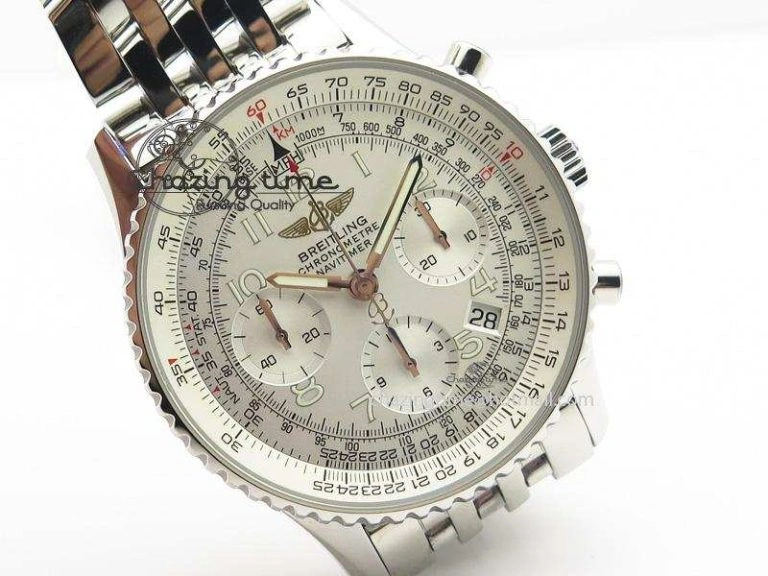 Navitimer 01 BP Maker 1:1 SS White Dial Numeral Markers On SS Bracelet A7750
