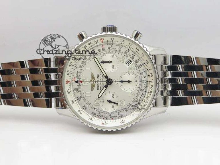 Navitimer 01 BP Maker 1:1 SS White Dial Numeral Markers On SS Bracelet A7750