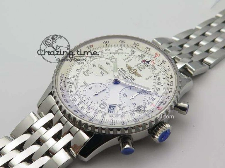 Navitimer 01 BP Maker 1:1 SS White Dial Numeral Markers On SS Bracelet A7750