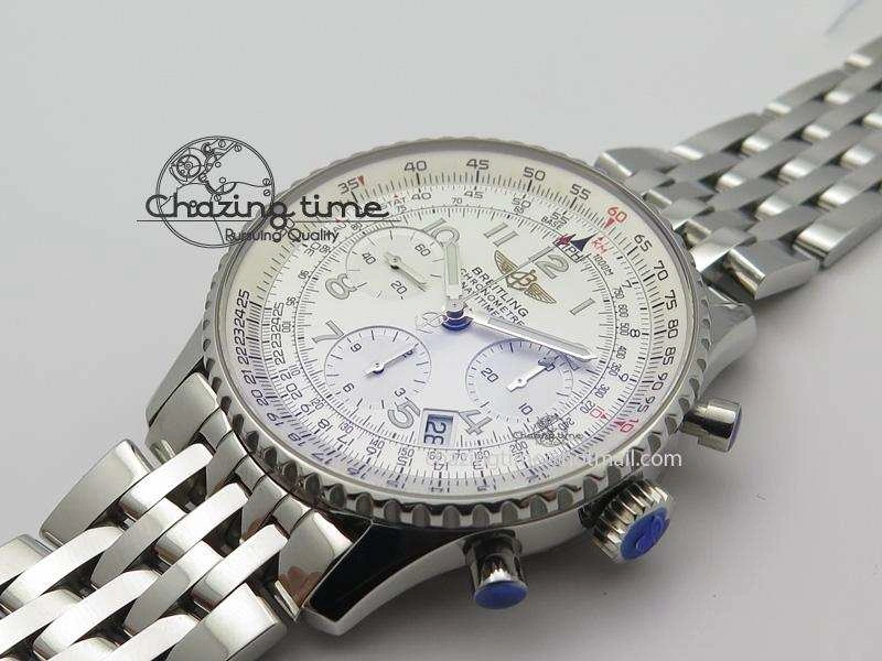 Navitimer 01 BP Maker 1:1 SS White Dial Numeral Markers On SS Bracelet A7750