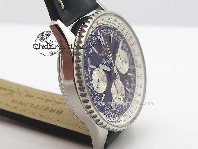 Navitimer 01 Bp Maker 1:1 SS Black Dial On Black Leather Strap A7750