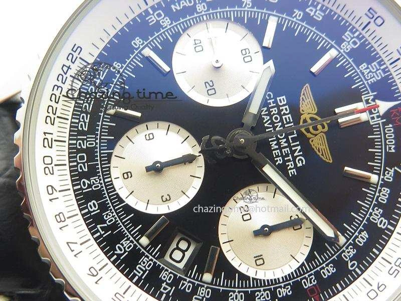 Navitimer 01 Bp Maker 1:1 SS Black Dial On Black Leather Strap A7750